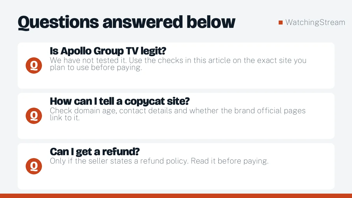 Frequently asked questions: Apollo Group TV Review: How to Check an IPTV Brand Before You Pay