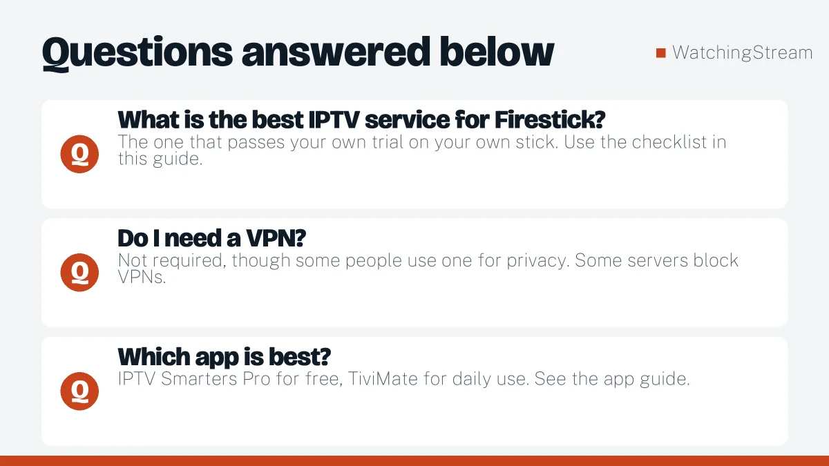 Frequently asked questions: Best IPTV Service for Firestick: What to Check and Options Compared