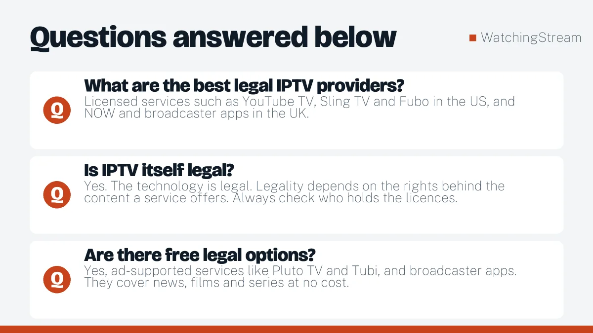 Frequently asked questions: Best Legal IPTV Providers: Licensed Live TV Services Compared