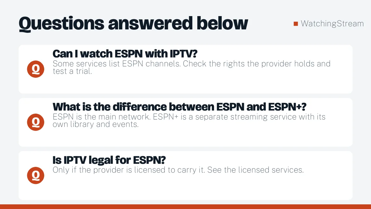 Frequently asked questions: Watching ESPN Through IPTV: What Is Possible and What to Check
