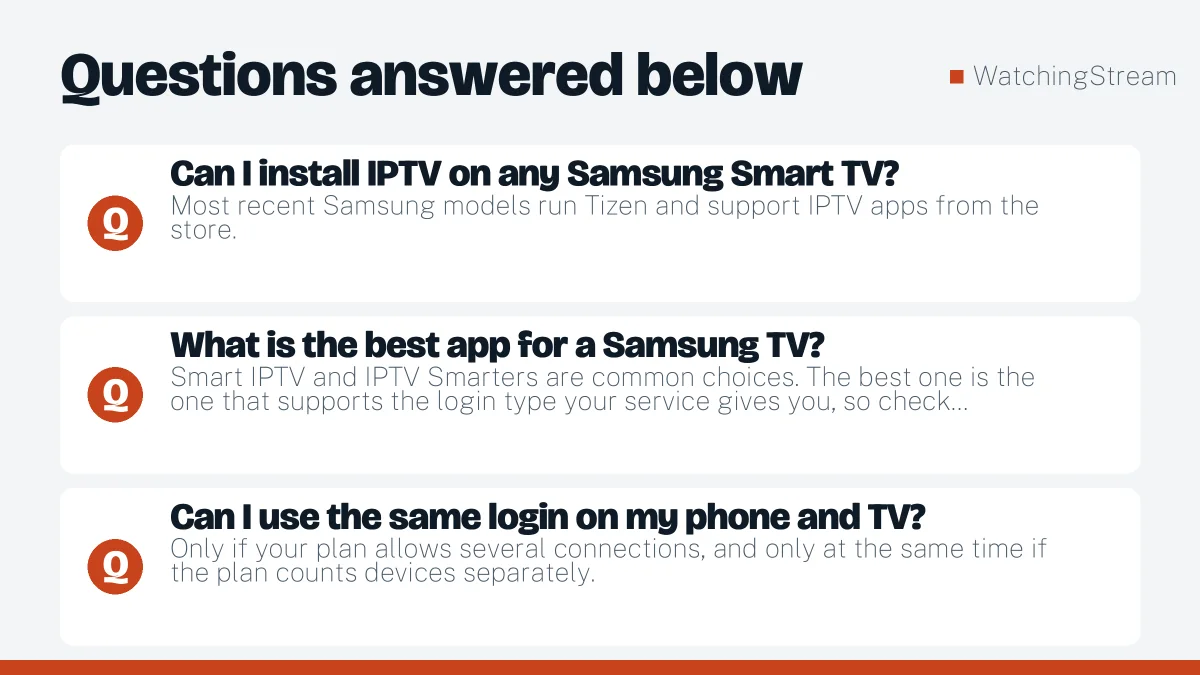 Frequently asked questions: IPTV on a Samsung Smart TV: Install and Watch Step by Step