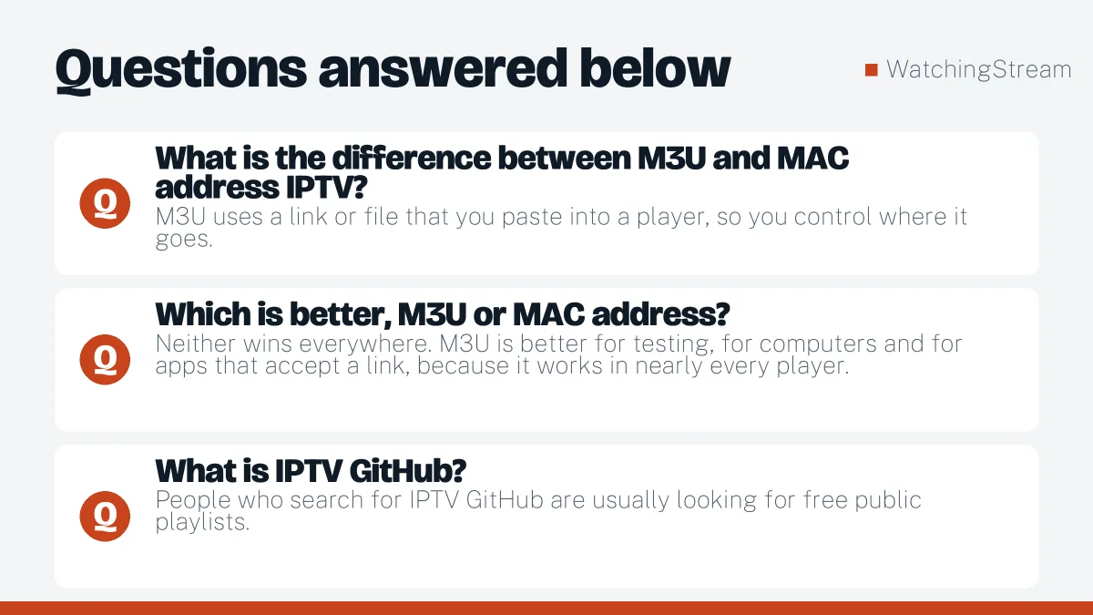Frequently asked questions: M3U vs MAC Address IPTV: Which Login Should You Use?