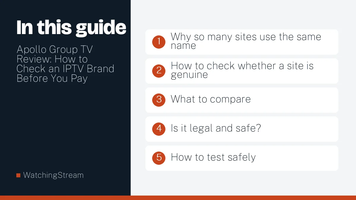 What this guide covers: Apollo Group TV Review: How to Check an IPTV Brand Before You Pay