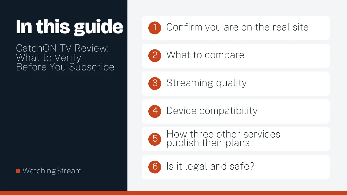 What this guide covers: CatchON TV Review: What to Verify Before You Subscribe